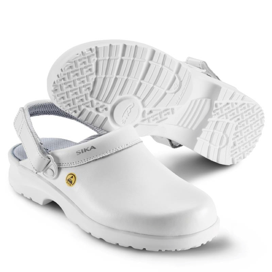 Creek Stat Tilbagetrækning Sika Fusion Clog ESD med hælrem I hvid - Super let sko