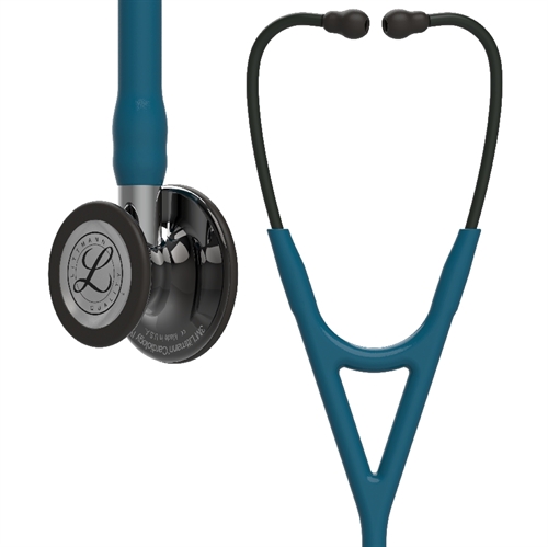 Littmann Cardiology IV stetoskop Azurblå, røgfarvet klokke i højglans, sorte stænger og spejlblank stilk