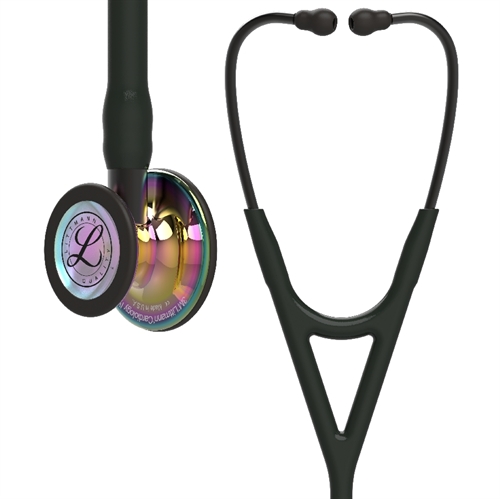 Littmann Cardiology IV stetoskop Sort med regnbuefarvet klokke i højglans og røgfarvede stænger