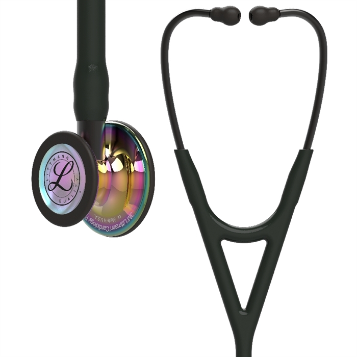 Littmann Cardiology IV stetoskop Sort med regnbuefarvet klokke i højglans og røgfarvede stænger