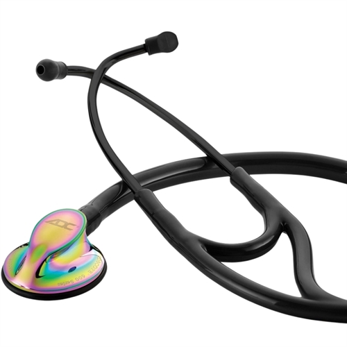 ADC Platinum Cardiology 600 stetoskop Sort med regnbuefarvet klokke og sorte bøjler