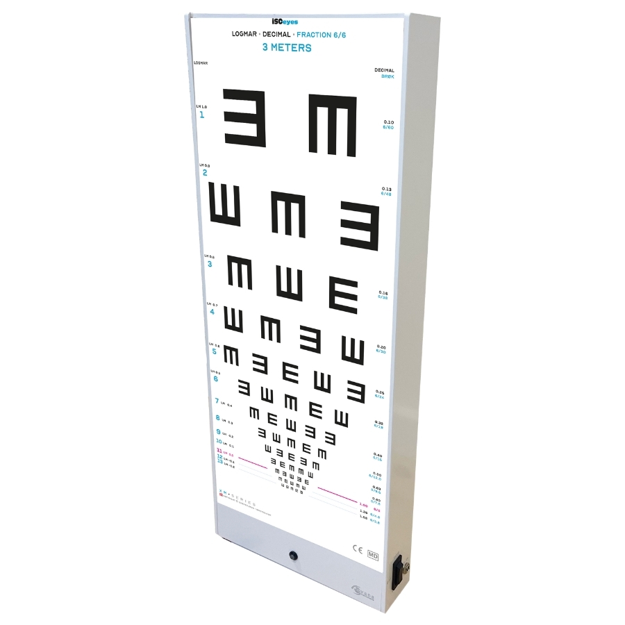 LogMAR E tavle med traditionel lyskasse 3m