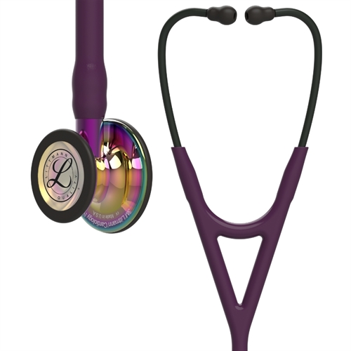 Littmann Cardiology IV stetoskop Blomme med regnbuefarvet klokke i højglans, røgfarvede stænger og violet stilk