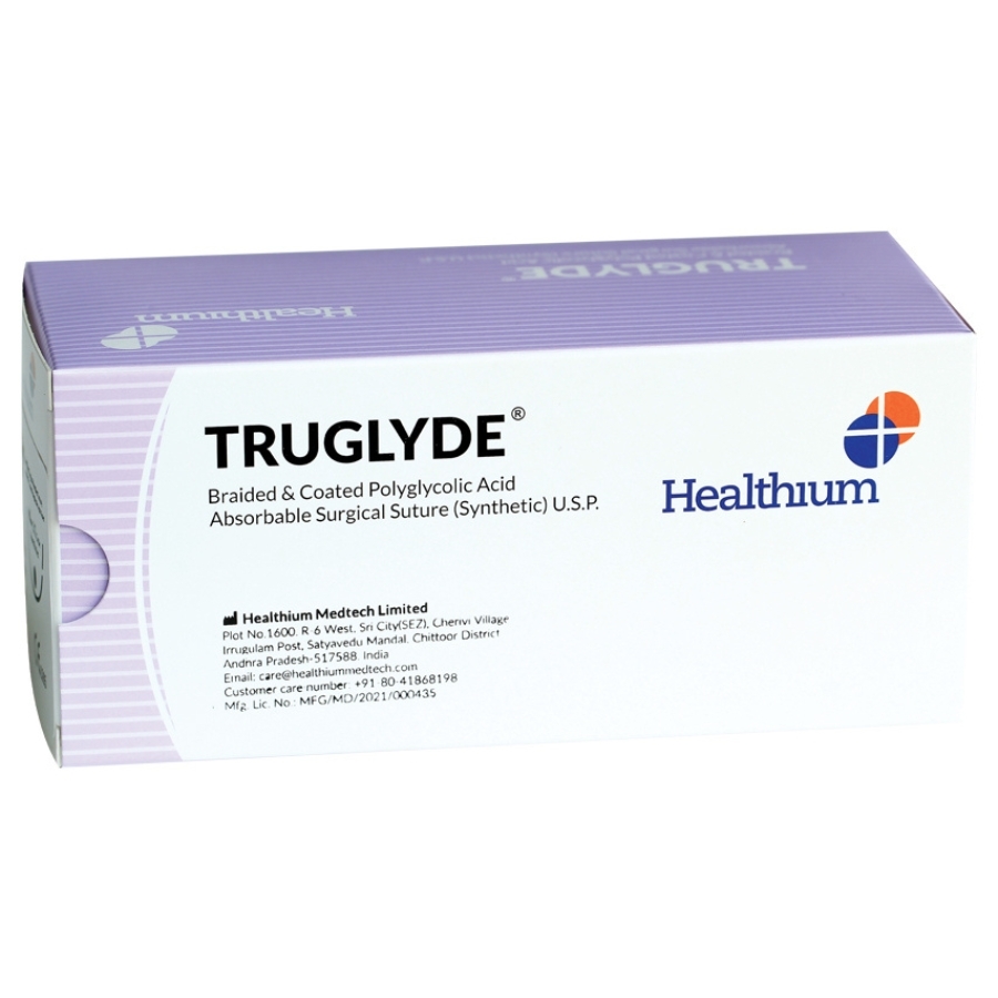 TRUGLYDE sutur resorberbar tråd i lilla, gauge 3-0 circle 3/8 nål 19 mm - 12 stk